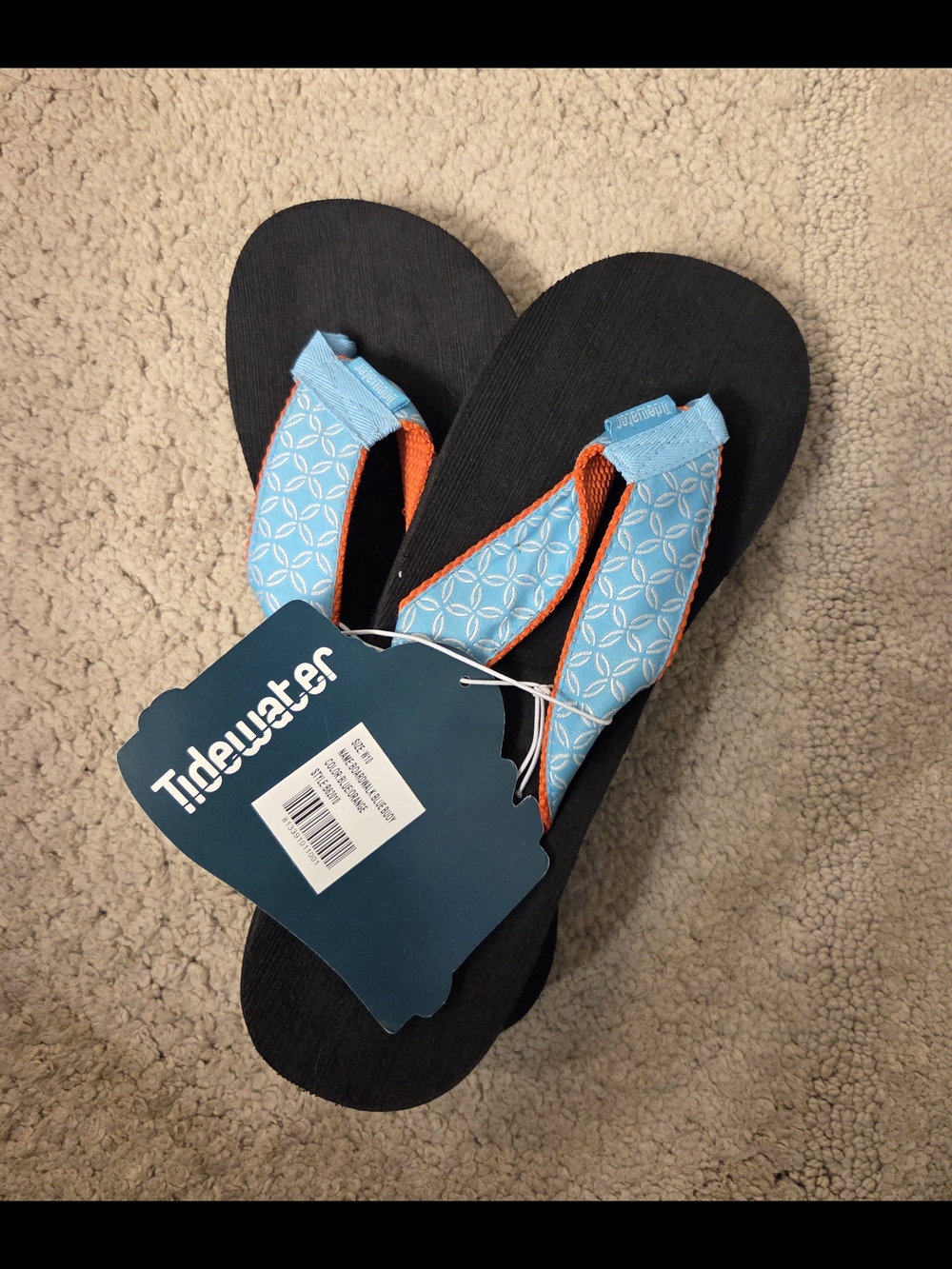 Tidewater Blue Patterned Strap Flip Flops